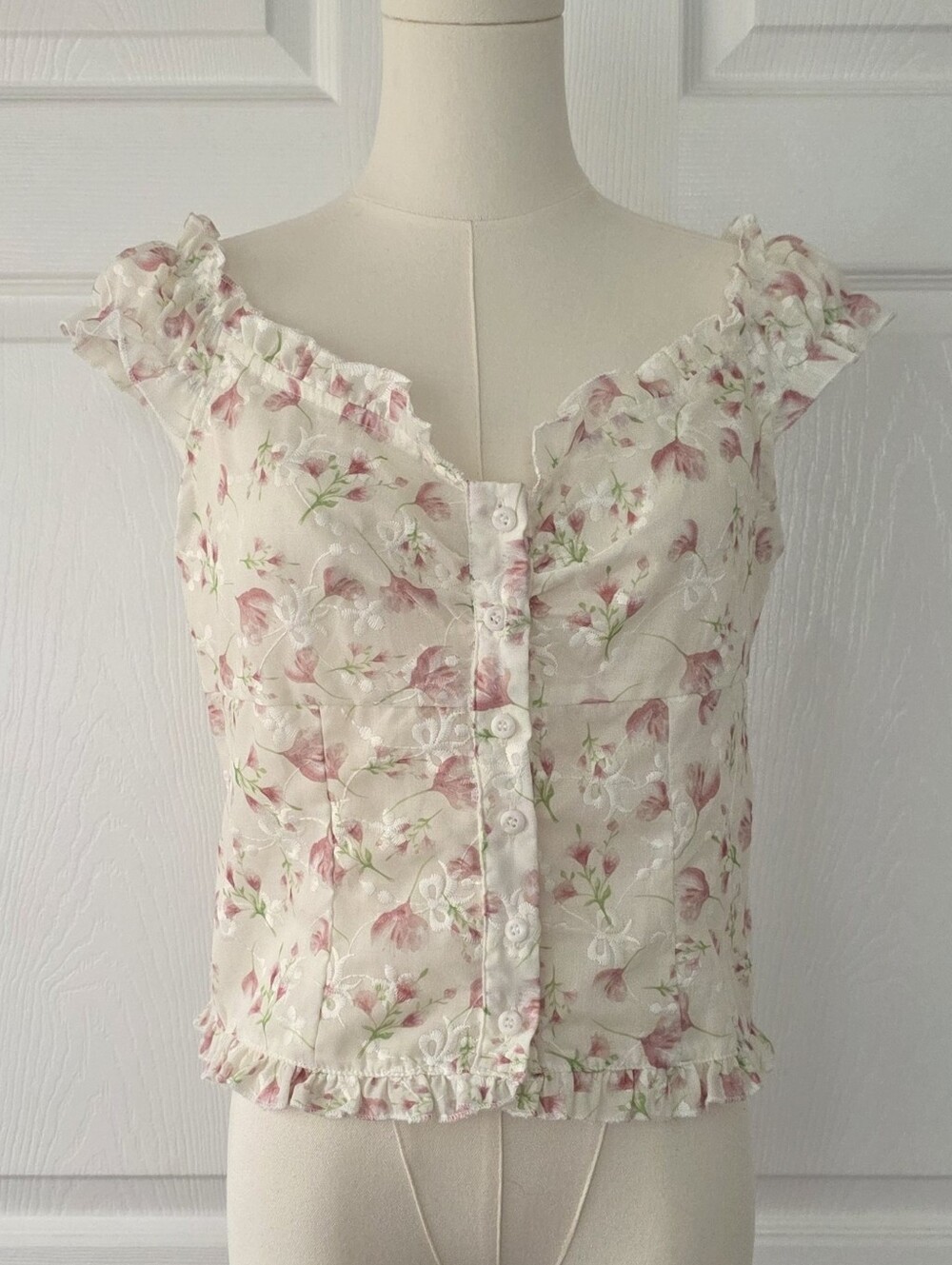 ♡ Floral Ruffle Trim Blouse, Shein, Size Medium ♡